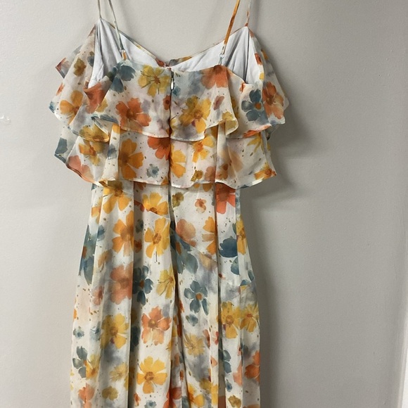 NWT ANTHROPOLOGIE ASYMMETRICAL HEM FLORAL WATER COLOR SPAGHETTI STRAP DRESS XS - Picture 10 of 16